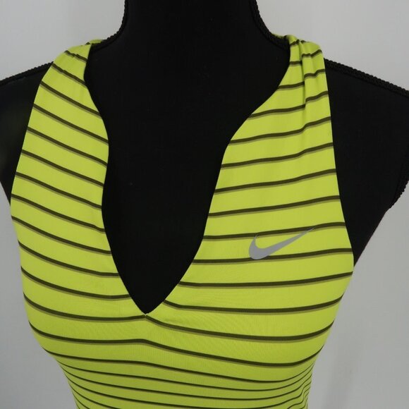 Nike Dri-Fit Yellow Gray Striped Athletic Tank Top Size Small - Picture 3 of 6